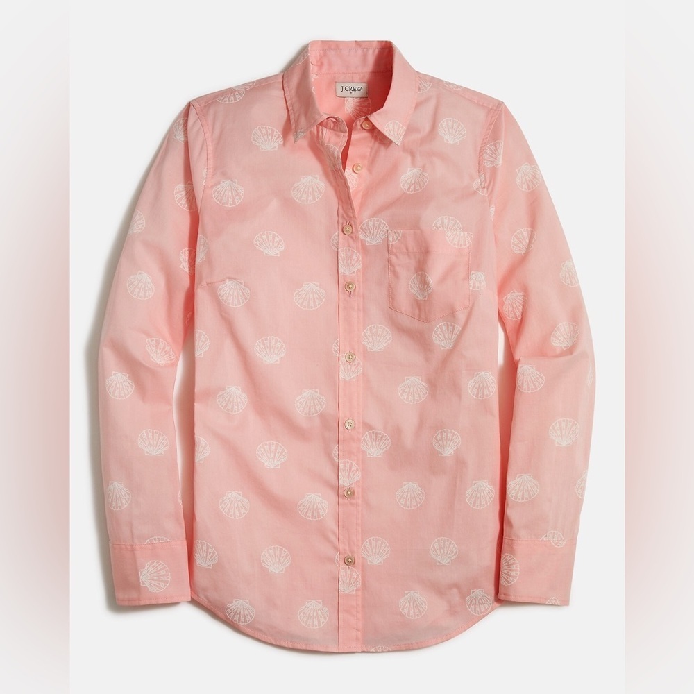 J. Crew Lightweight Cotton Shirt in Signature Fit Seashell Print Sz XXL